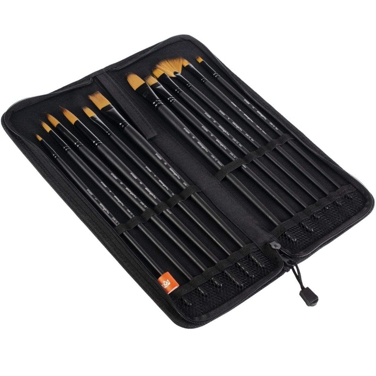 KINGART® Oil & Acrylic Long Handle Brush Set, Synthetic Blend, 12 PC & Case